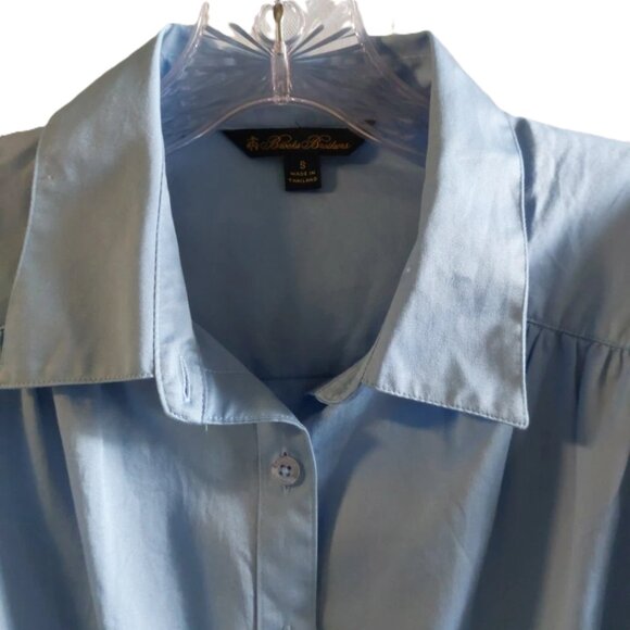 Brooks Brothers Light Blue Drop Shoulder Cap Sleeve Button-Down Shirt, S - Picture 4 of 13